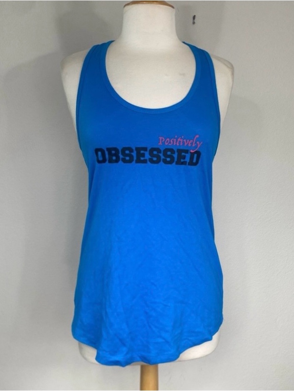Next Level Womens Blue Positively Obsessed Racerback Tank Top Size Large Casual